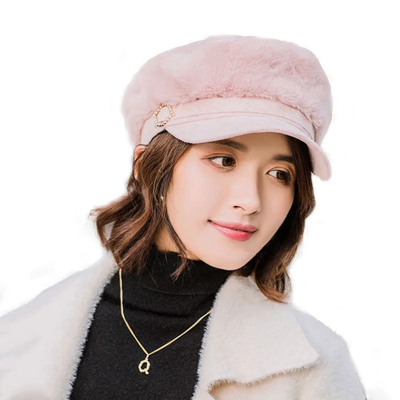 Шляпа женская с имитацией меха Элегантная Модная универсальная шапка темно