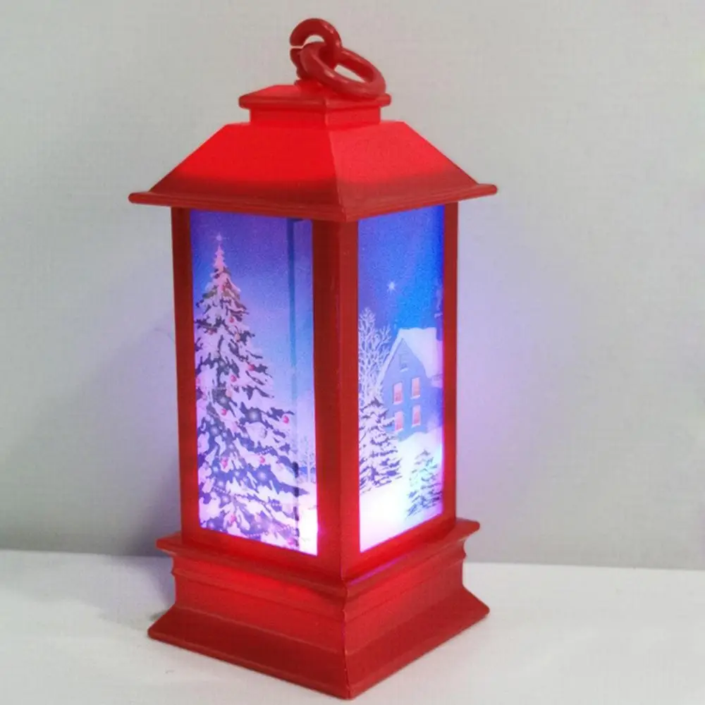 LED Night Light Atmosphere-Decorative Lamp Vintage Outdoor Candle Lantern with Snowman/Sled Christmas Party Decor |