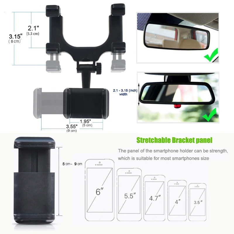 Держатель для мобильного телефона-Автомобильный Автомобильное зеркало заднего