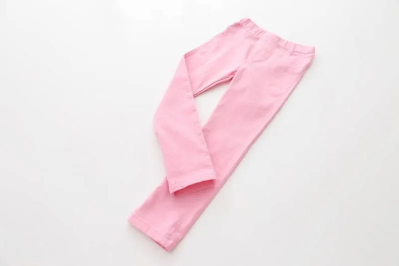 pink Высококачественные весенние узкие брюки для маленьких девочек-подростков; Узкие детские леггинсы ярких цветов; штаны для девочек; детские брюки - Цвет: pink