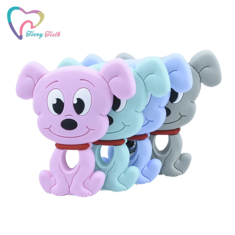 Mordedor de silicona de dibujos animados para perros, producto masticable de animales para beb&eacute;s, colgantes de dentici&oacute;n para lactancia, mordedor de grado alimenticio, 2 uds.-0