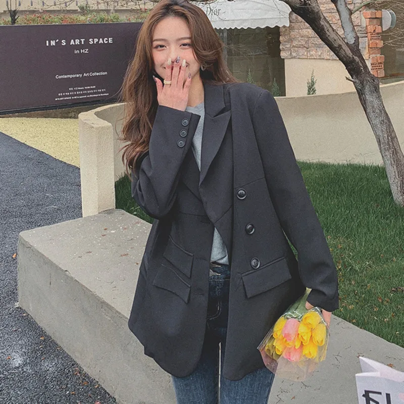 

LANMREM Women New Lapel Pockets Long Sleeve Loose Fit Jacket Fashion Tide Spring Summer 2021 2H207