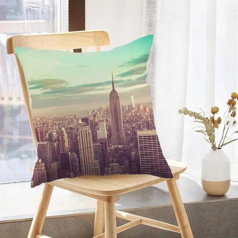 

Wind City Style Peach Skin Pillowcase Decorative Home Throw Pillowcase Pure Household Cushion Cotton Pillow Cotton Decor D1N8