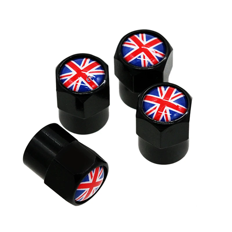 

4Pcs/Lot UK Flag Car Wheel Tire Valve Caps Stems Covers Auto Styling for Jaguar MINI Land Rover