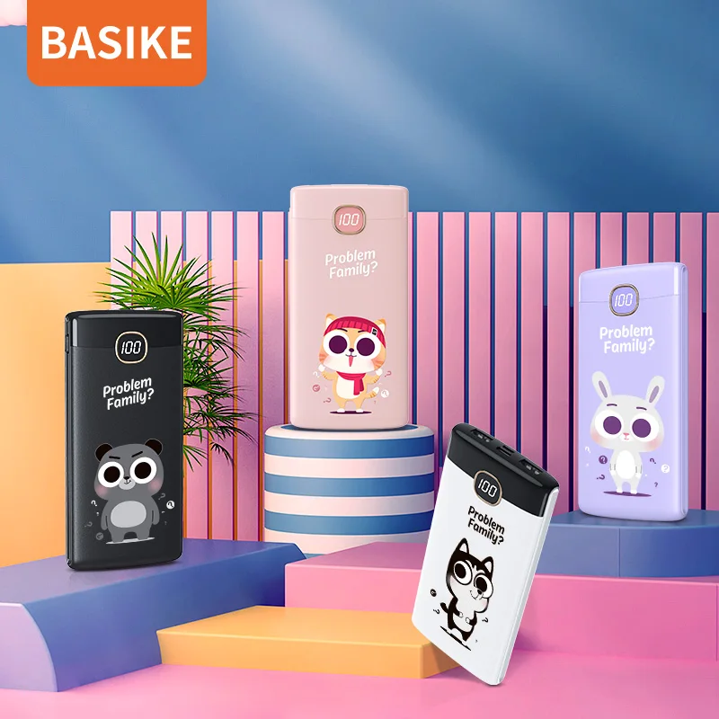 BASIKE Power Bank for iPhone Portable Charger Cute Powerbank for Xiaomi External Battery Bank for Gfit PoverBank For All Phone