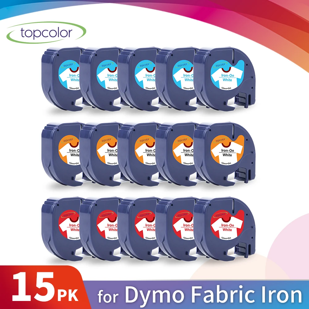 

Topcolor 15PK совместимый с Dymo железа на ткани этикетки ленты 12 мм 18769 Железный принтер для одежды лента для производитель Этикеток Dymo лента Dymo