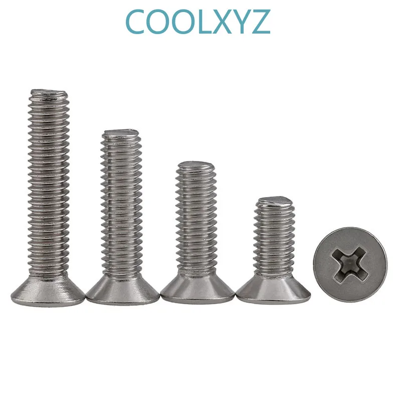 

KM Authentic 304 Stainless Steel Cross Countersunk Machine Screw GB819 Flat Head Screw M1 M2.5 M3 25PCS