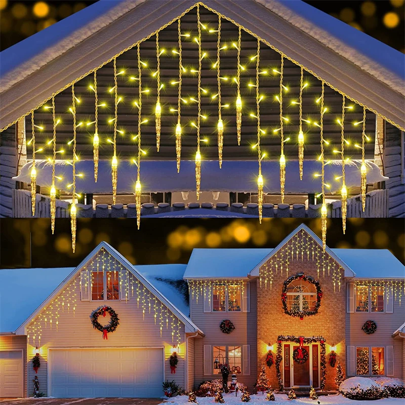 

28M 672LED Christmas Festoon LED Icicle Curtain Garland String Lights Waterfall Outdoor Garden Patio Street Decorative 8 Modes
