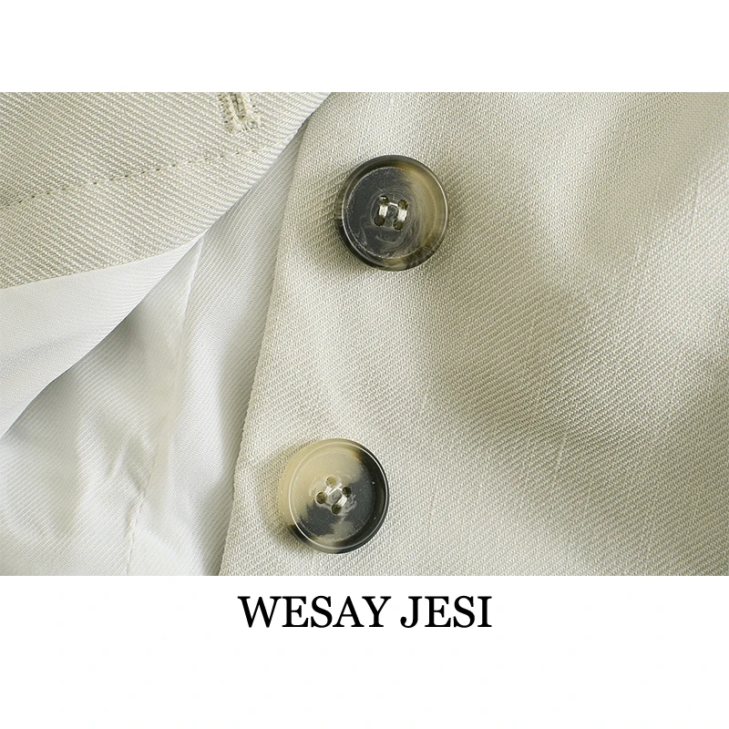 

WESAY JESI Women's Clothing 2021 Za Fashion Pant Suits Solid Color Blazer Trouser Suits High Waist Pants Zipper Two Piece Set