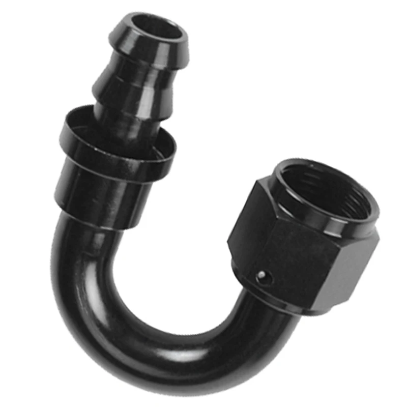 

2 Pcs 6AN 180 Straight Push Lock Hose Fitting End Black Aluminum