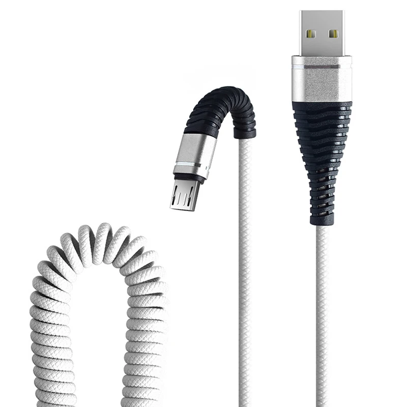 Весна Спиральный кабель Micro USB 2.4A нейлон Быстрая зарядка USB кабель для передачи данных для samsung Xiaomi Android мобильный телефон usb зарядный шнур