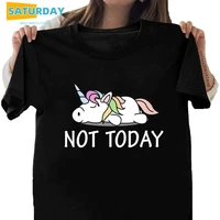women funny not today unicorn size cotton tshirt girl short sleeve t shirt soft 90s harajuku tshirt female topsdrop ship