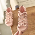 Сандалии-гладиаторы для девочек, летние мягкие детские пляжные туфли с цветочным рисунком