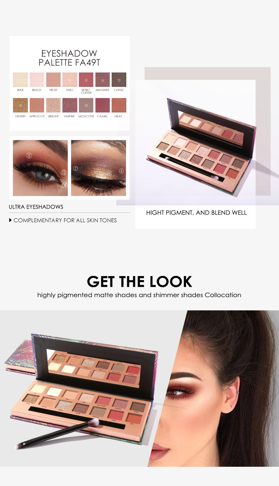 Тени для глаз focallure Pallete красочные пигментированные оттенки палитра Матовая Высокое качество макияж тени для век