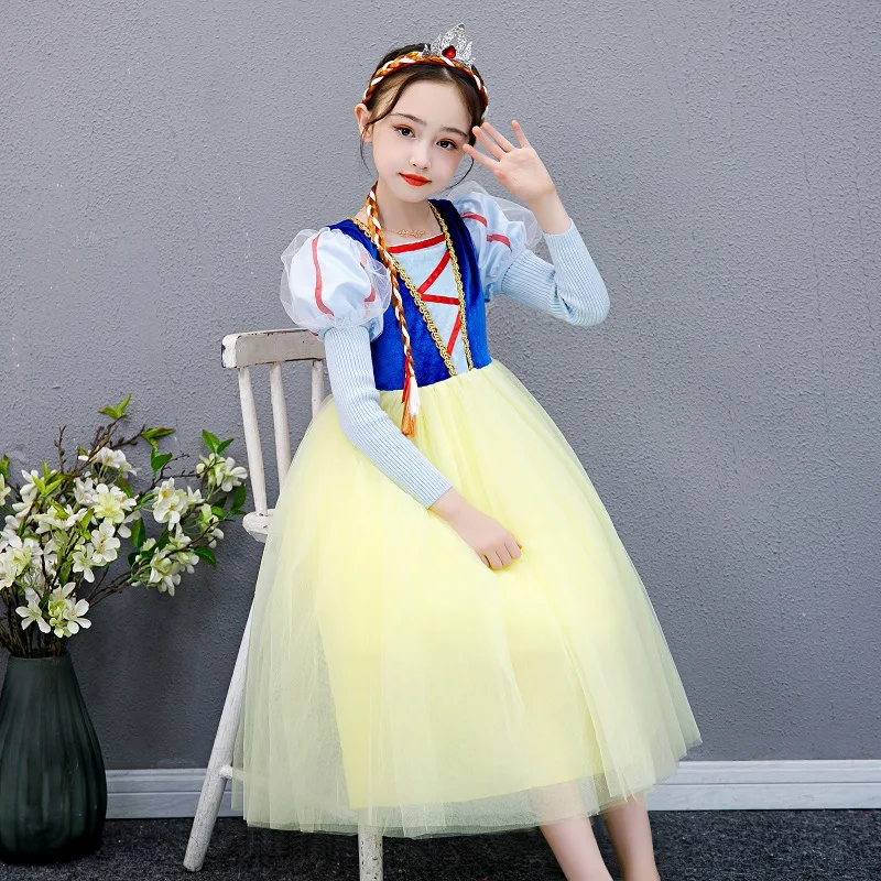 

Girls' Sweater Dress Children's Party Dress Autumn / Winter 2022 New Snow White Long Sleeve Fluffy Gauze Dress Christmas Gift