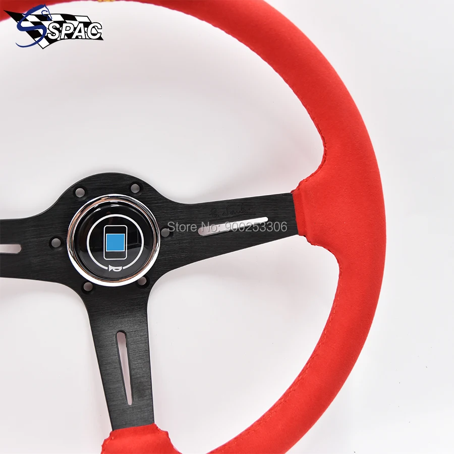 Черная спица Deep Dish замша кожа ND тюнинг Дрифтинг гоночный руль желтая полоска |