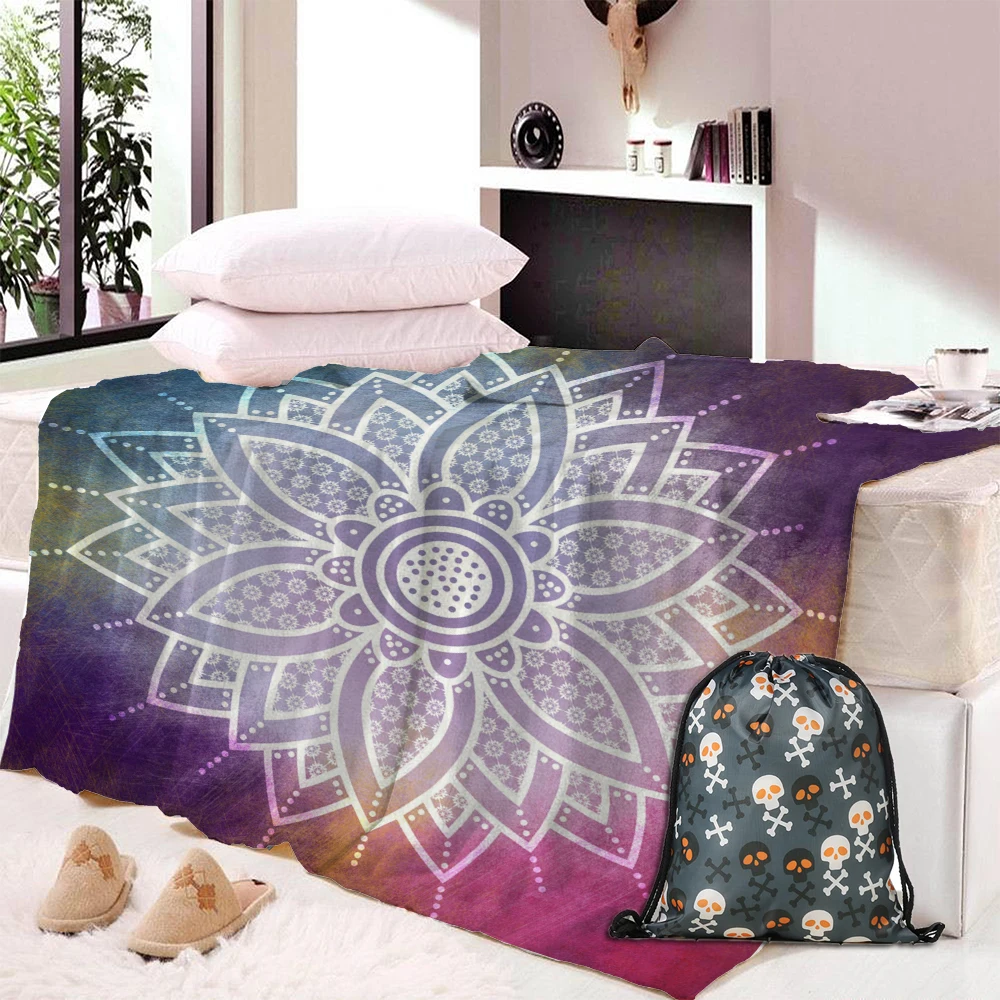 Одеяло для кровати с принтом мандалы Флисовое одеяло натуральными деревьями