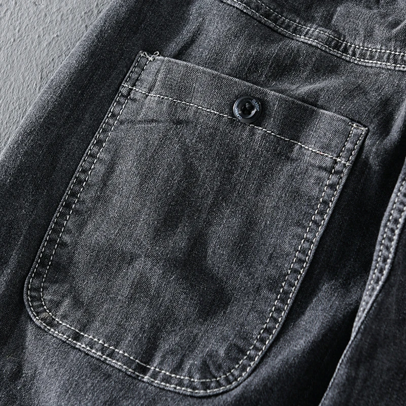 

Elastic waist stretch ankle-length black cotton jeans men pants brand casual trendy comfortable trousers men spodnie pantalones