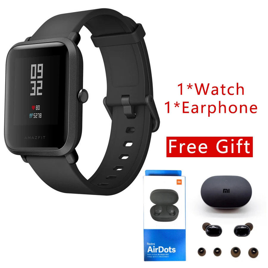 Huami Amazfit Bip Lite Смарт-часы Bluetooth TWS спортивный монитор сердечного ритма 3 м водонепроницаемый PK Xiaomi Amazfit bip Smartwatch - Цвет: Black-airdots
