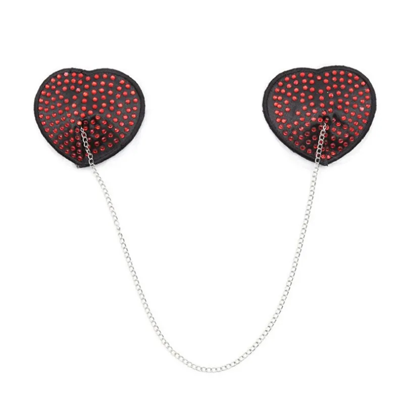 Сексуальная Силиконовая накладка на соски со стразами и цепочкой многоразовая