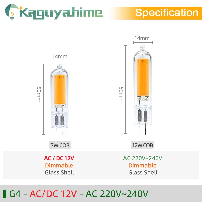Светодиодная лампа KPS 10 шт./лот G9 G4 стеклянная 7 Вт 9 12 220 В COB сверхъяркая с