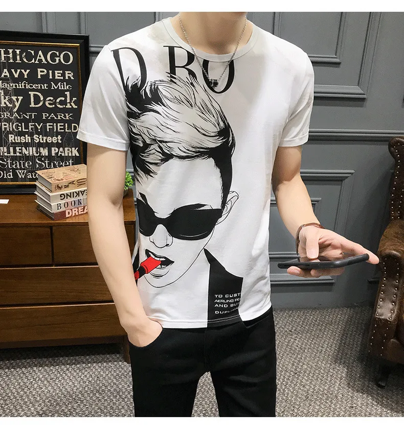 Летняя Новинка, футболка с персональным принтом, Camiseta Hombre, Клубные вечерние футболки, Hombre, Hombre, Manga Corta, корейский топ, короткая футболка