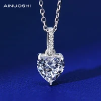 ainuoshi 7x7mm heart shaped simulated sona diamond classic pendant necklace for women 925 silver surprise party gifts jewelry