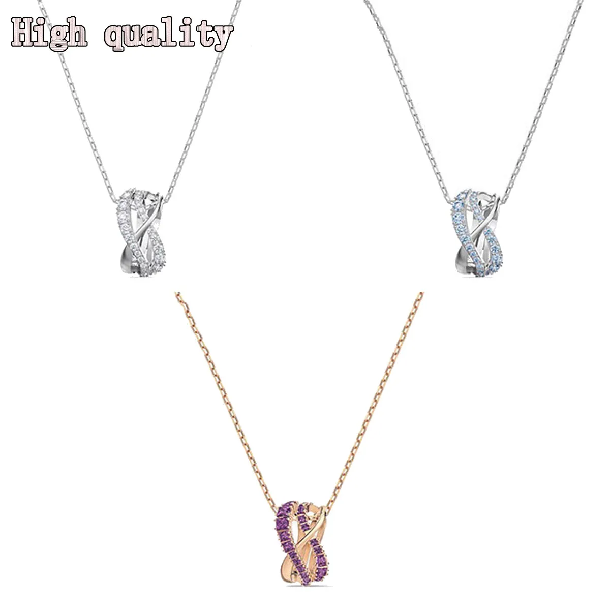 

Fashion Jewelry High Quality SWA 1:1 New Style 2021NEW Simple Smart Cross Design Clavicle Chain Necklace Charming Romantic Gift