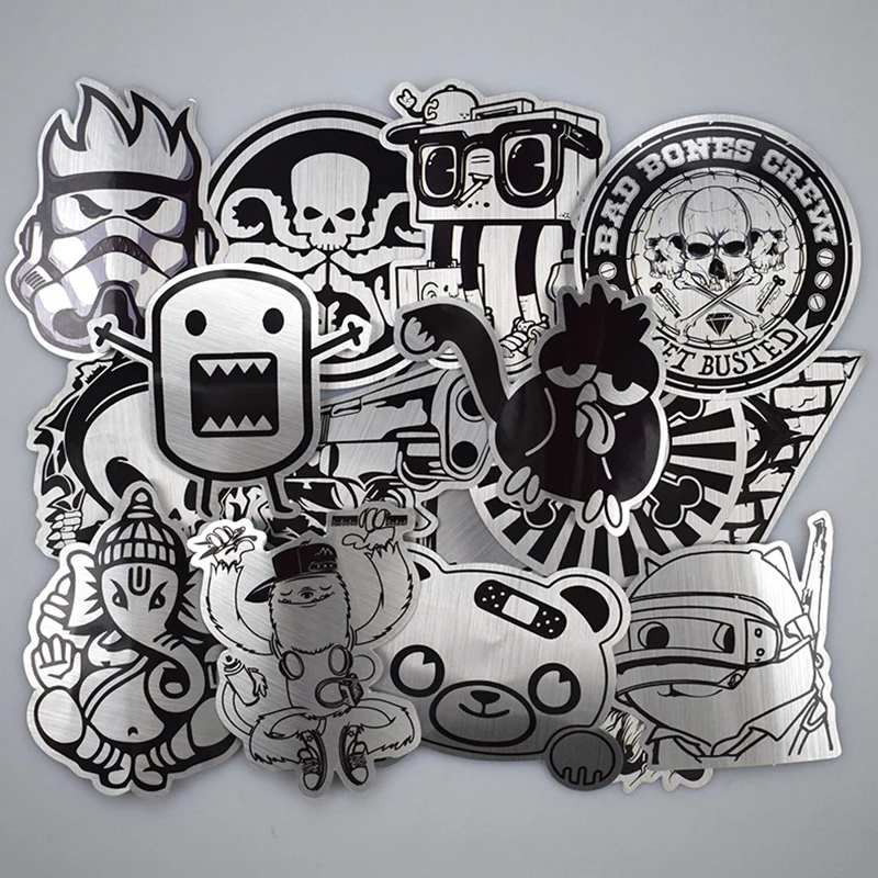 Наклейки Металлические черно белые граффити 50 шт.|Наклейки для творчества| |