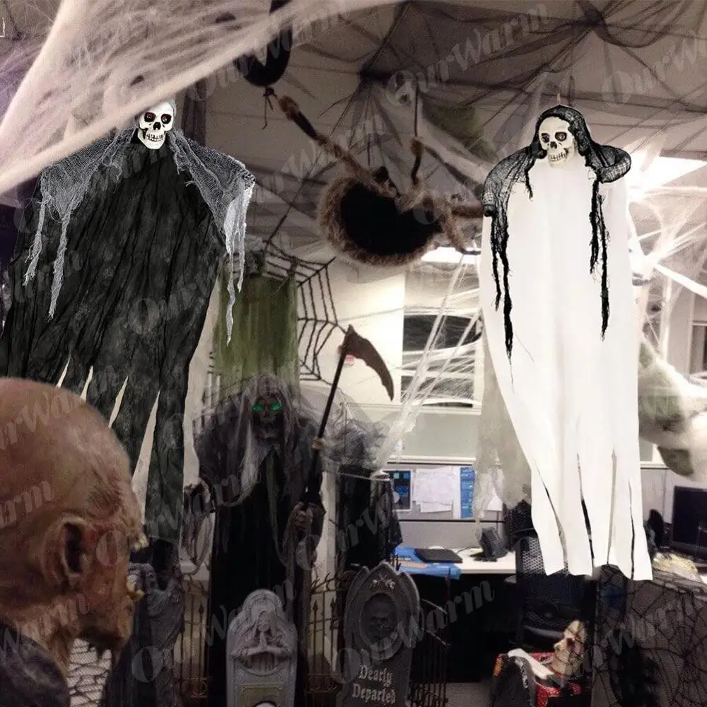 OurWarm черно белая фотография подвесная дома жуткий скелет реквизит на Хэллоуин