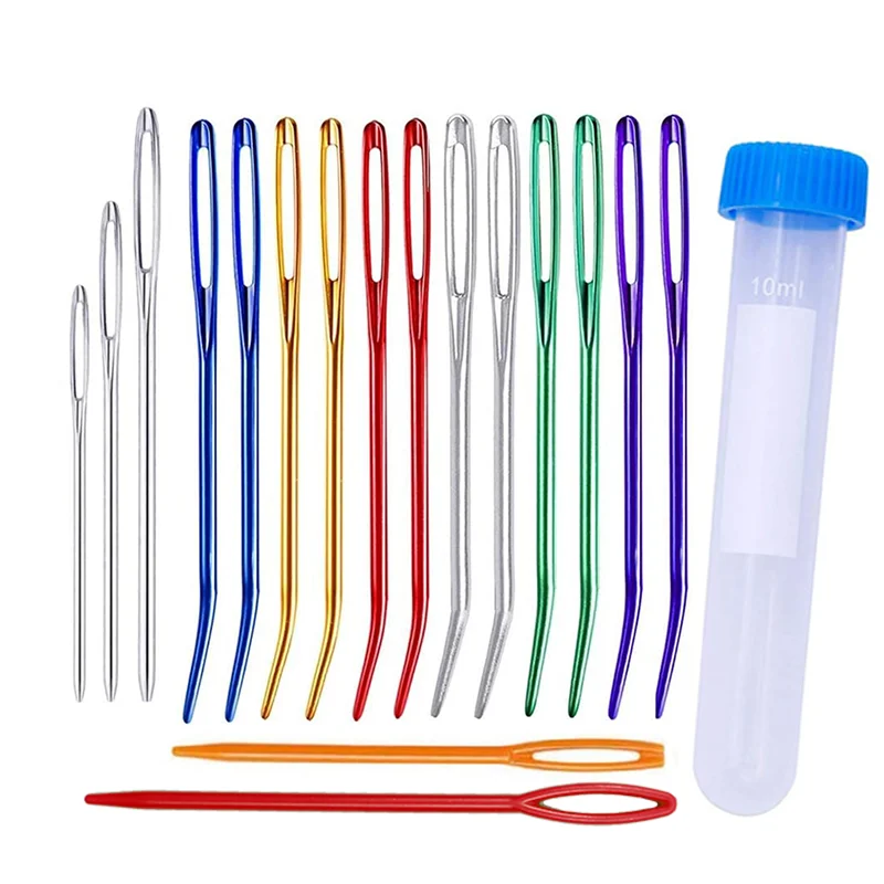 

LMDZ 17Pcs Bent Tip Tapestry Darning Knitting Needles Needlework Crafts Sewing Big Eye Bent Needle DIY Accessories