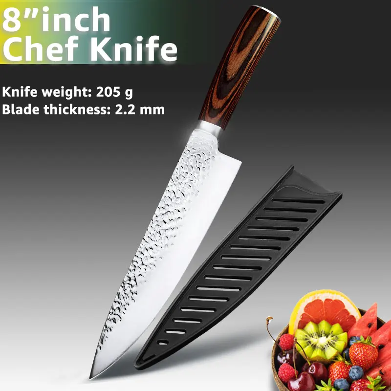 8 in chef knife Набор кухонных ножей, ножи шеф-повара, японские 7CR17 440C, высокоуглеродистая Нержавеющая сталь, Santoku, нож для нарезки мяса - Цвет: 8 in chef knife