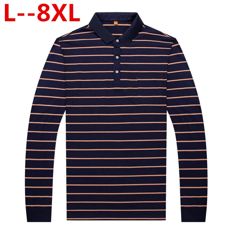 

Рубашка-поло мужская Весенняя в полоску, с длинным рукавом, 8XL, 6XL, 5XL, 4XL