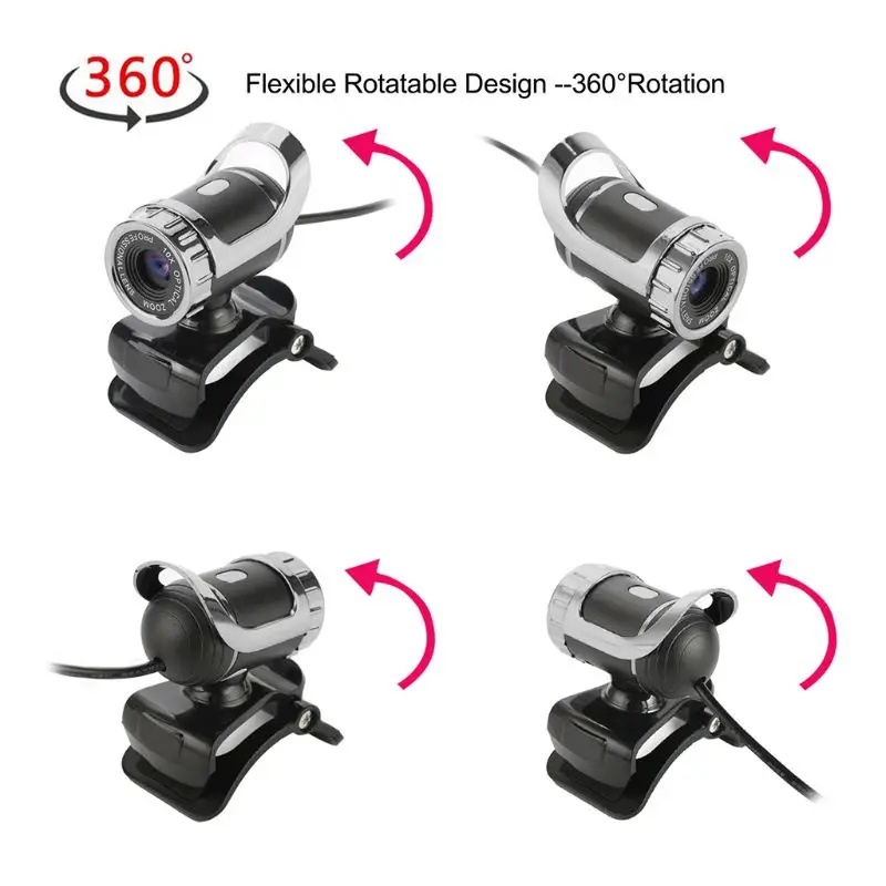 USB Веб камера 360 градусов цифрового видео веб с микрофоном зажим для микрофона