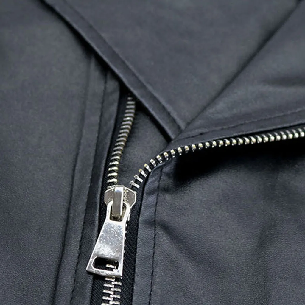 

Vintage Mens Leather Jackets And Coats Biker Motorcycle Zipper Long Sleeve Coat Top Coat Outwear Trendy Streetwear Autumn Winter