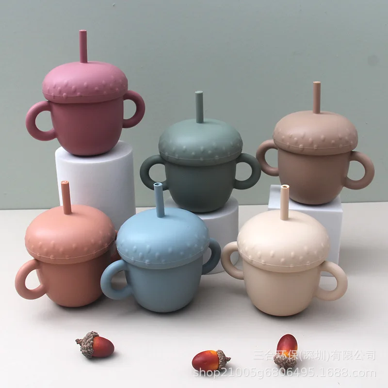 

MINI SMALL Silicone Cup Pink Baby Cup - Baby Dishes Set Infant Dish Set Straw Cup First Foods Dishes Natural Cup Baby Show gift