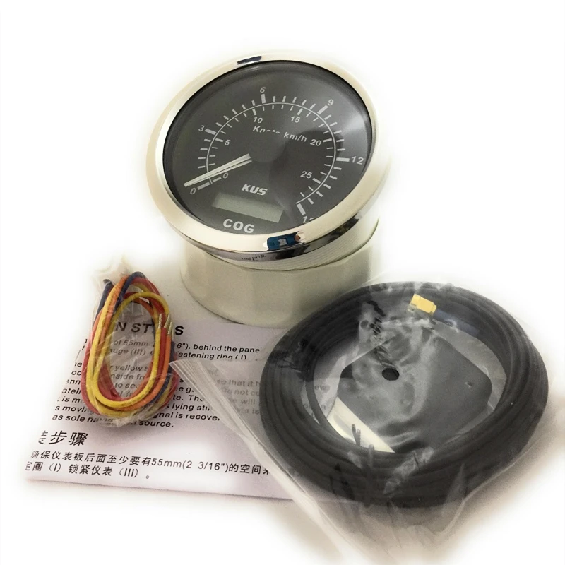 

New KUS Boat Truck Auto Trailer Car Yacht Vessel 85MM GPS COG 15knots km/h 12V/24V Speedo Speedometer