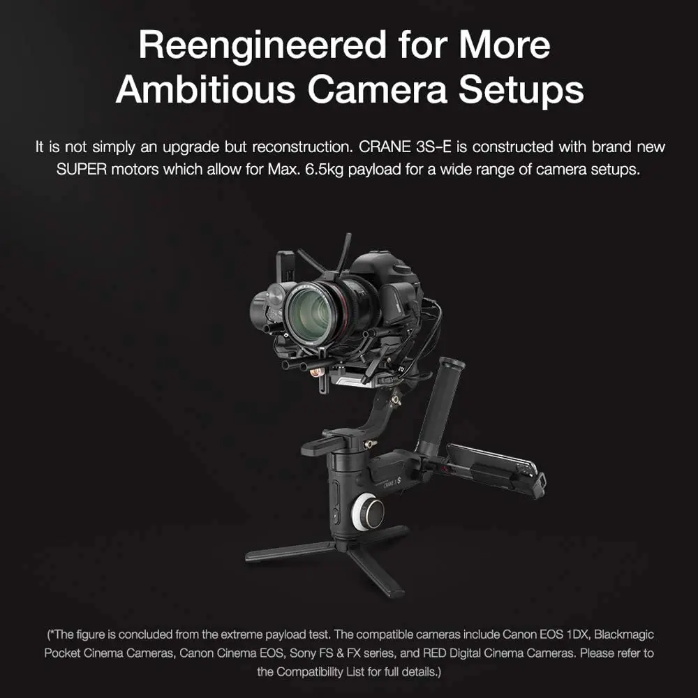 Zhiyun Crane 3 осевой стабилизатор для Nikon D850 Gimbal dslr camera Sony A9 A7R Canon 1DX Mark II 5D 6D gh5 PK