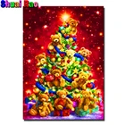 Алмазная вышивка сделай сам, набор с медведем, полностью круглая вышивка крестиком сделай сам, украшение для творчества, Рождественская елка, подарок