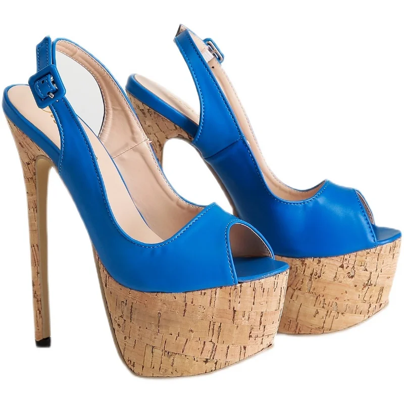 

Women Platform Sandals Strappy Faux Leather Ankle Strap Pumps Ladies Stiletto High Heels Shoes Woman Size 42