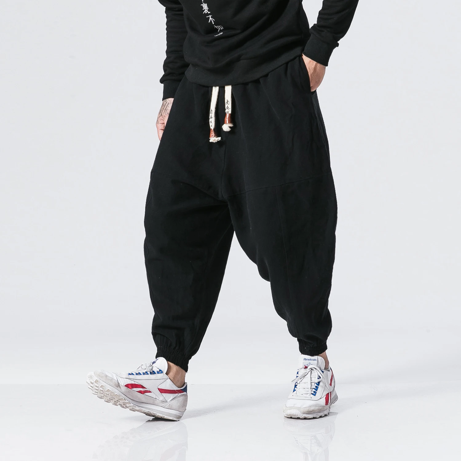 

Harem Pants Men Women 2021 Winter Warm Jogger Pants Streetwear Casual Cotton Linen Trousers Male Thick Fleece