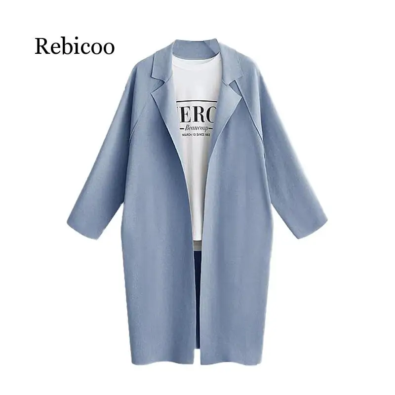 

Thin section long coat female section warm jacket women's windbreaker fashion loose cardigan elegant coat