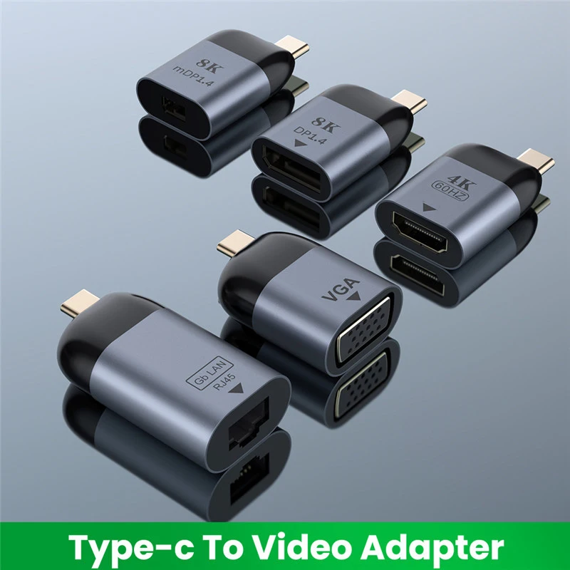 

Видеоконвертер 8K Type-C в HDMI-совместимый/VGA/DP/RJ45/Mini DP 4K 60 Гц адаптер USB Type-C для Samsung Huawei