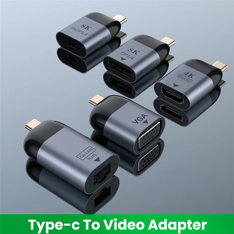 Адаптер UHD 8K Type C на HDMI совместимый/VGA/DP/RJ45/Mini DP видео конвертер 4K 60 Гц USB адаптер для