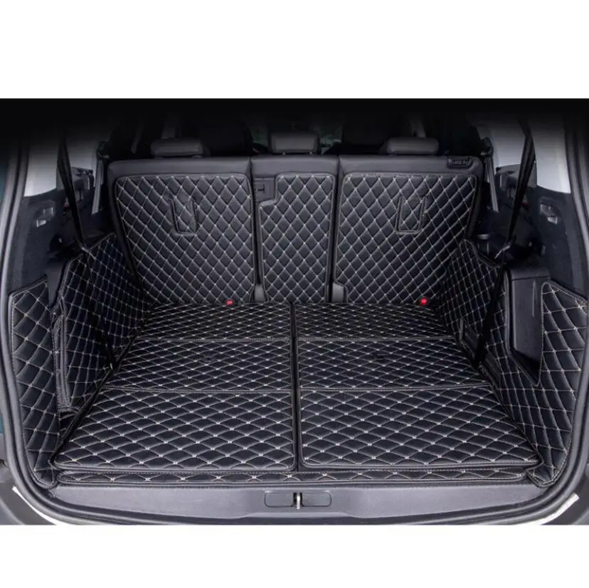 for leather car trunk mat cargo liner for peugeot 5008 2017 2018 2019 2020 accessories boot luggage rug carpet covers