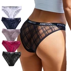 Женские кружевные трусики M-2XL, сексуальное нижнее белье FINETOO с заниженной талией, женские сетчатые ажурные трусы, женские трусы, геометрические трусики