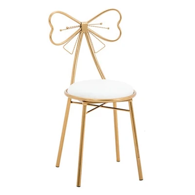 Butterfly White PU Стул для макияжа обеденный стул туалетный столик стул Железный арт современный простой кухонный Гостиная Спальня Кофе в помещении чай обеденный стул - Color: Butterfly White PU