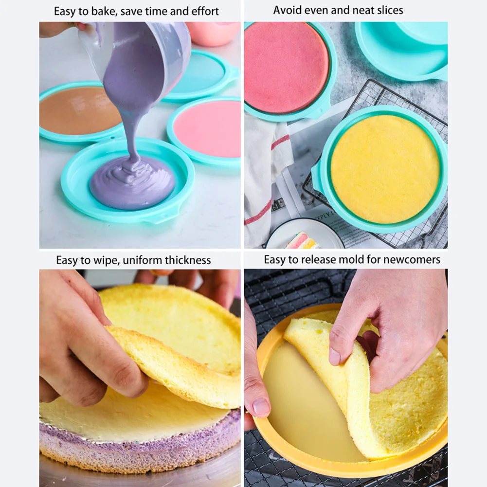 

Silicone Platinum Cake Mold 8Inch Rainbow Disc Food High Baking Utensil High Quality Non-toxic and Durable for Kitchen Cake Tool