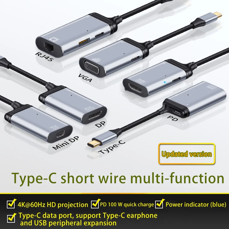 Кабель HDMI-совместимый с USB C до K 60 Гц переходник Type на Mini DP VAG RJ45 кабель для быстрой
