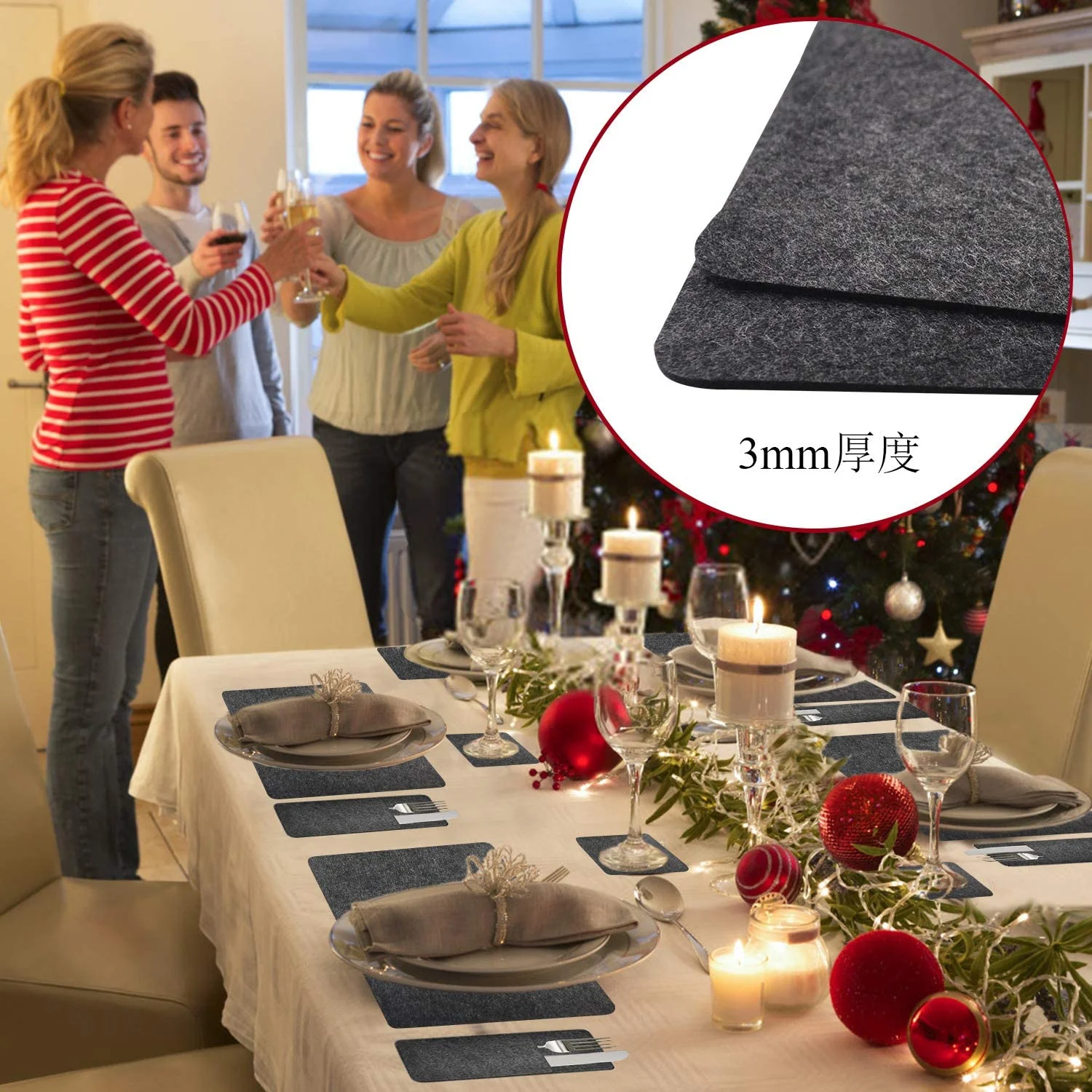 Набор из 6 кухонных столовых приборов черные подставки для напитков и столовые